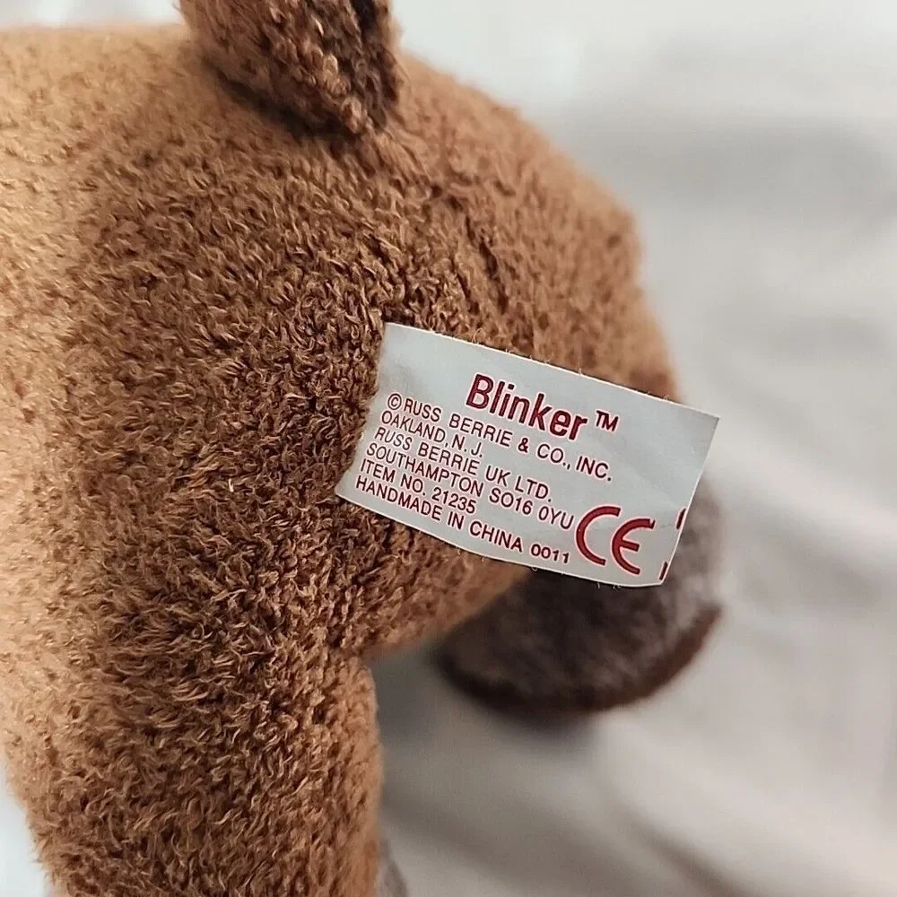 Vintage RARE‎ Russ Berrie Blinker Red Nosed Reindeer Beanie Plush Stuffed Animal